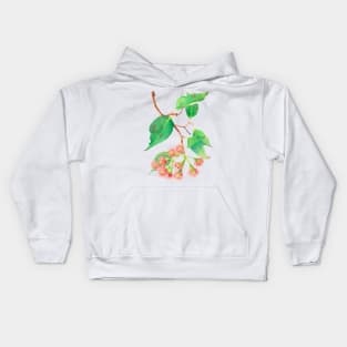 Red flowering eucalyptus branch watercolour Kids Hoodie